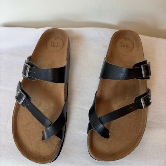 Black Leather Sz 9.5 Sandals with Buckles 0030 - Picture 10 of 10